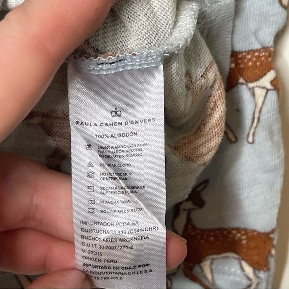 Paula Cahen D'Anvers Blue Dear print 100% cotton long sleeve unisex top sz 8 - Picture 5 of 5